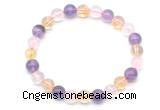 CGB8094 8mm amethyst, citrine & rose quartz beaded stretchy bracelets