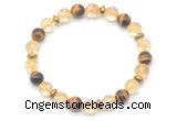 CGB8102 8mm citrine, yellow tiger eye & hematite power beads bracelet