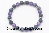 CGB8106 8mm sodalite, amethyst & hematite power beads bracelet