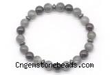 CGB8109 8mm labradorite, garnet & hematite power beads bracelet