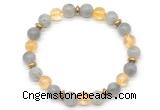 CGB8110 8mm labradorite, citrine & hematite power beads bracelet