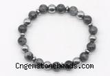 CGB8116 8mm black labradorite & hematite power beads bracelet