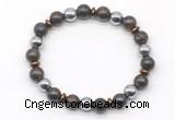 CGB8117 8mm bronzite & hematite power beads bracelet