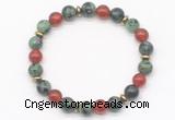 CGB8122 8mm ruby zoisite, red agate & hematite power beads bracelet