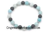 CGB8130 8mm amazonite, black lava & hematite power beads bracelet