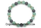 CGB8131 8mm green aventurine, black lava & hematite power beads bracelet