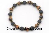 CGB8135 8mm yellow tiger eye, black lava & hematite power beads bracelet