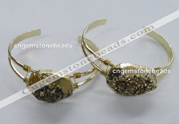 CGB814 25*30mm – 25*35mm freeform plated druzy agate bangles