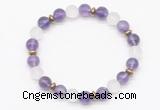 CGB8143 8mm amethyst, matte white crystal & hematite power beads bracelet