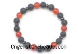 CGB8148 8mm matte black agate, red agate & hematite power beads bracelet