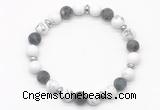 CGB8152 8mm white howlite, matte black labradorite & hematite power beads bracelet