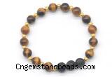 CGB8165 8mm yellow tiger eye & black lava beaded stretchy bracelets