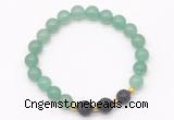 CGB8169 8mm green aventurine & black lava beaded stretchy bracelets