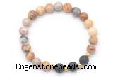 CGB8172 8mm yellow crazy lace agate & black lava beaded stretchy bracelets