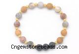 CGB8187 8mm matte yellow crazy lace agate & black lava beaded stretchy bracelets