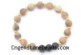 CGB8193 8mm matte picture jasper & black lava beaded stretchy bracelets