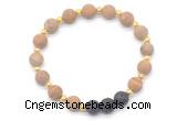 CGB8194 8mm matte wooden jasper & black lava beaded stretchy bracelets