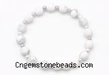 CGB8205 8mm matte white howlite & white lava beaded stretchy bracelets