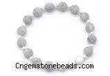 CGB8208 8mm matte grey picture jasper & white lava beaded stretchy bracelets