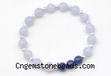 CGB8216 8mm blue lace agate & lapis lazuli beaded stretchy bracelets