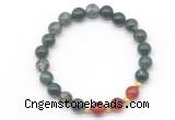 CGB8219 8mm moss agate & red agate beaded stretchy bracelets