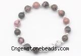 CGB8221 8mm rhodonite & white howlite beaded stretchy bracelets