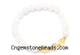 CGB8224 8mm white jade & citrine beaded stretchy bracelets