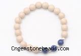 CGB8233 8mm white fossil jasper & lapis lazuli beaded stretchy bracelets