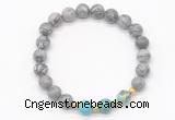 CGB8235 8mm grey picture jasper & sea sediment jasper beaded stretchy bracelets