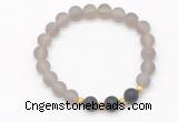 CGB8243 8mm matte grey agate & matte black agate beaded stretchy bracelets