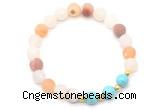 CGB8244 8mm matte druzy agate & blue howlite beaded stretchy bracelets