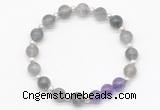 CGB8252 8mm cloudy quartz & amethyst beaded stretchy bracelets