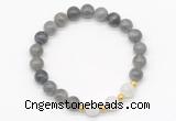 CGB8253 8mm labradorite & white moonstone beaded stretchy bracelets