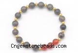 CGB8256 8mm rainbow labradorite & red agate beaded stretchy bracelets