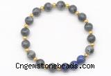 CGB8257 8mm black labradorite & lapis lazuli beaded stretchy bracelets