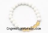 CGB8272 8mm white lava & citrine beaded mala stretchy bracelets