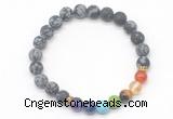 CGB8312 8mm matte snowflake obsidian 7 chakra beaded mala stretchy bracelets