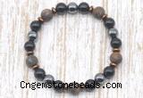 CGB8327 8mm matte bronzite, black onyx & hematite energy bracelet