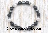 CGB8351 8mm Tibetan agate, black onyx & hematite energy bracelet