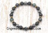 CGB8355 8mm moss agate, black onyx & hematite energy bracelet