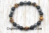 CGB8362 8mm grade AA yellow tiger eye, black onyx & hematite energy bracelet