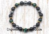 CGB8367 8mm green tiger eye, black onyx & hematite energy bracelet