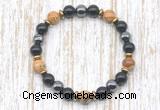 CGB8372 8mm picture jasper, black onyx & hematite energy bracelet