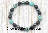 CGB8375 8mm blue sea sediment jasper, black onyx & hematite energy bracelet