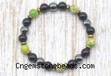 CGB8376 8mm blue sea sediment jasper, black onyx & hematite energy bracelet