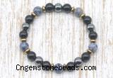 CGB8378 8mm blue spot stone, black onyx & hematite energy bracelet