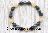 CGB8383 8mm honey jade, black onyx & hematite energy bracelet