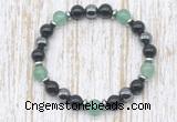 CGB8384 8mm green aventurine, black onyx & hematite energy bracelet