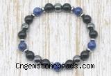 CGB8387 8mm lapis lazuli, black onyx & hematite energy bracelet