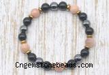 CGB8394 8mm sunstone, black onyx & hematite energy bracelet